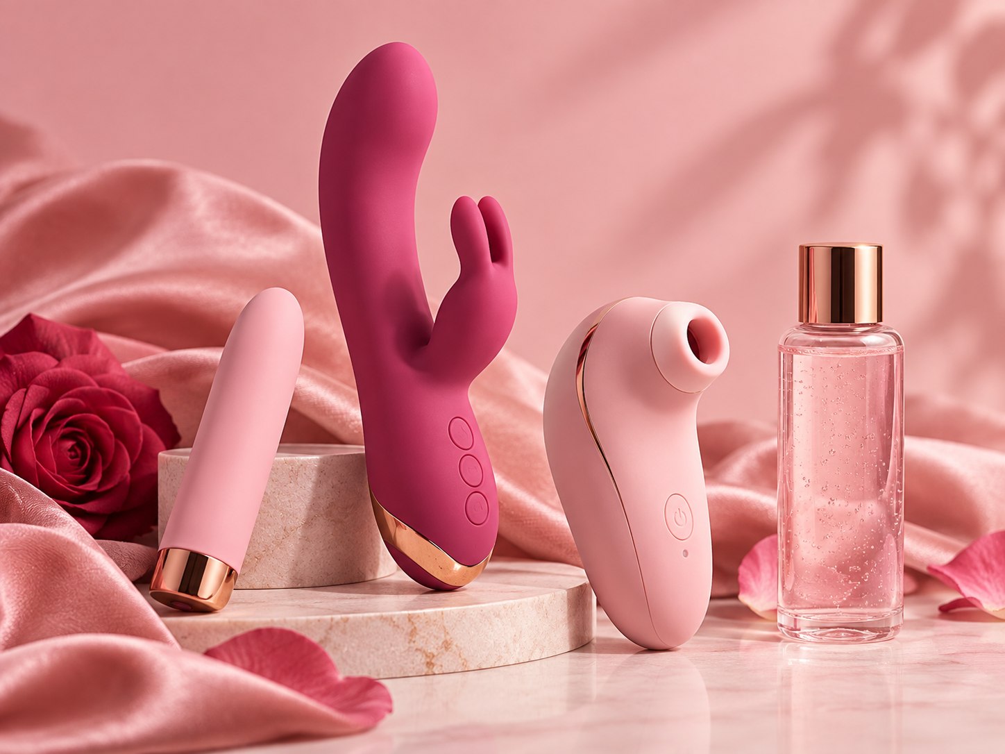 Roze vibrators en verzorging voor haar